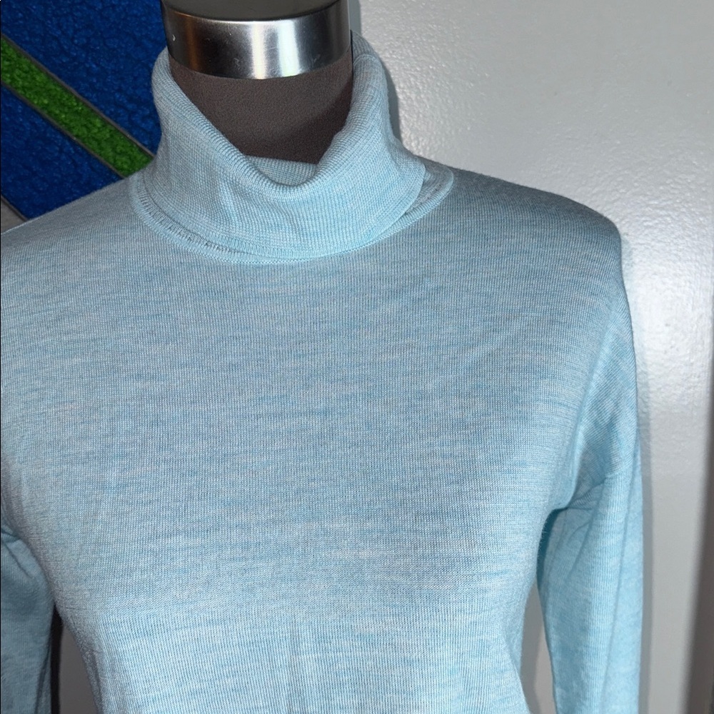 Talbots Pure Merino Wool Baby Blue Turtleneck Sweater SZ Small - Picture 2 of 6